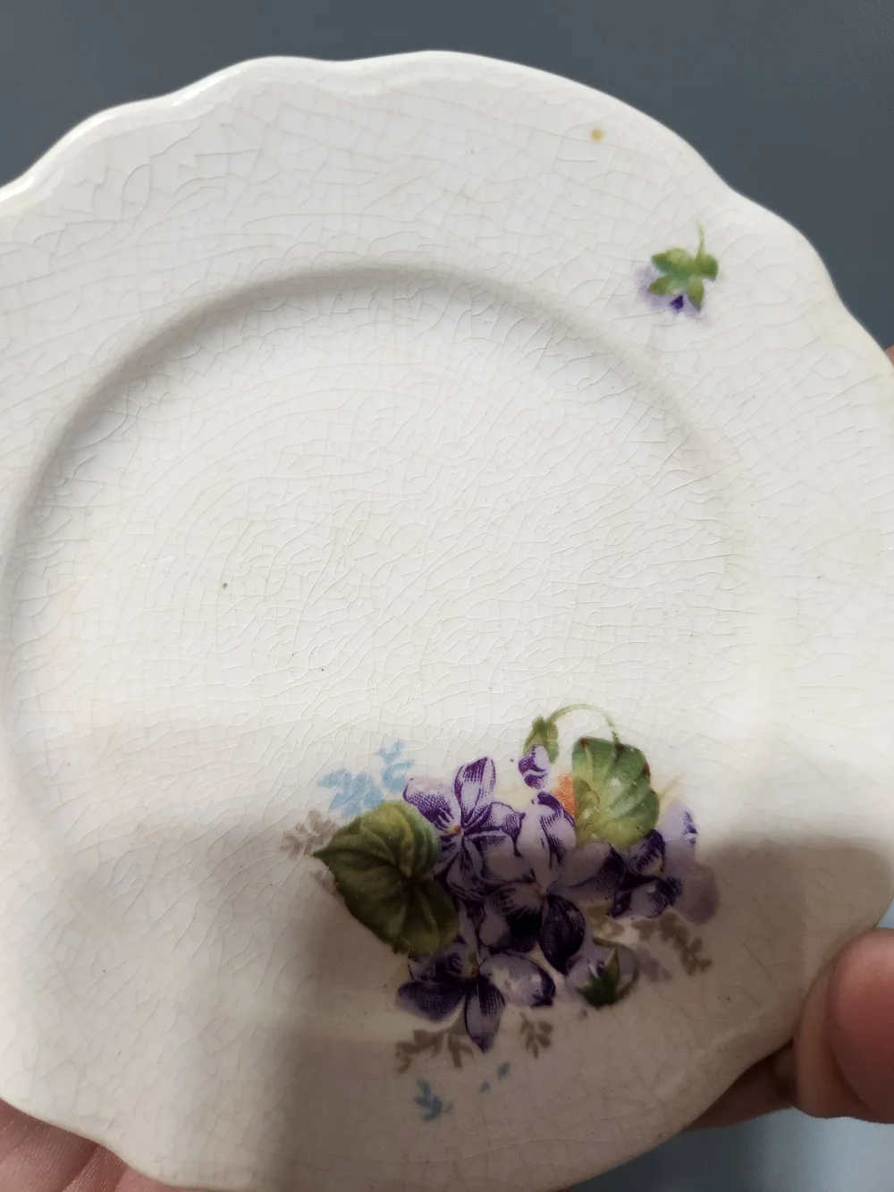 Vintage Purple Floral Plate Purple Flowers Mini Dish. Cozy Cottagecore.